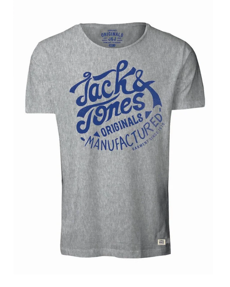 Jack & Jones Men's Light T-Shirt - Light Grey Melange - S - Grau Bild 1