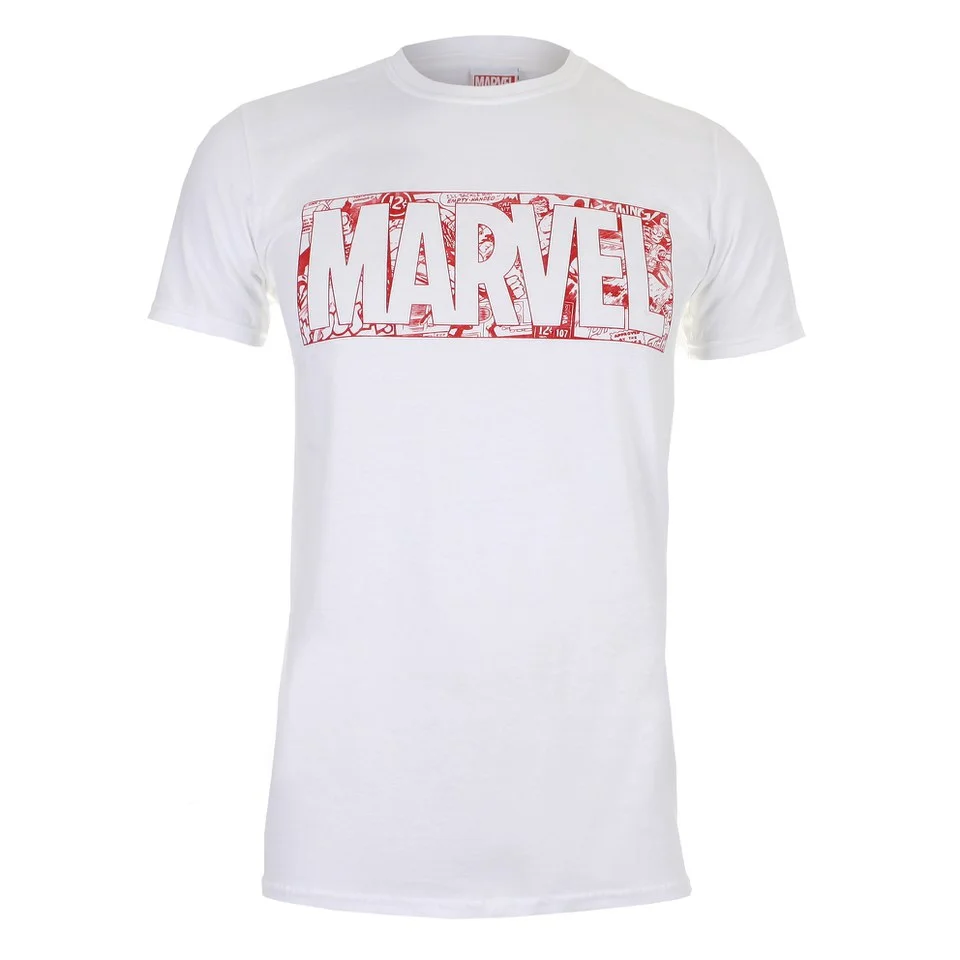 Marvel Strip Logo Herren T-Shirt - Weiss - S - Weiß Bild 1