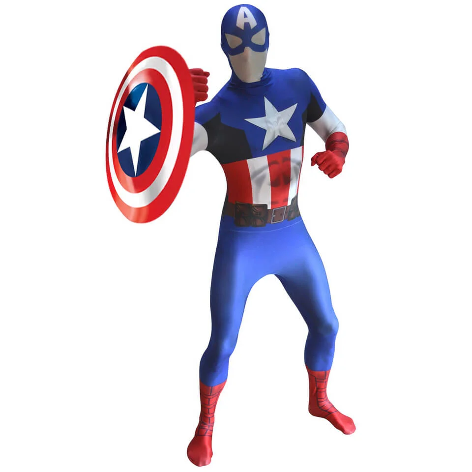 Morphsuit Adults' Deluxe Zapper Marvel Captain America - M - Blau Bild 1