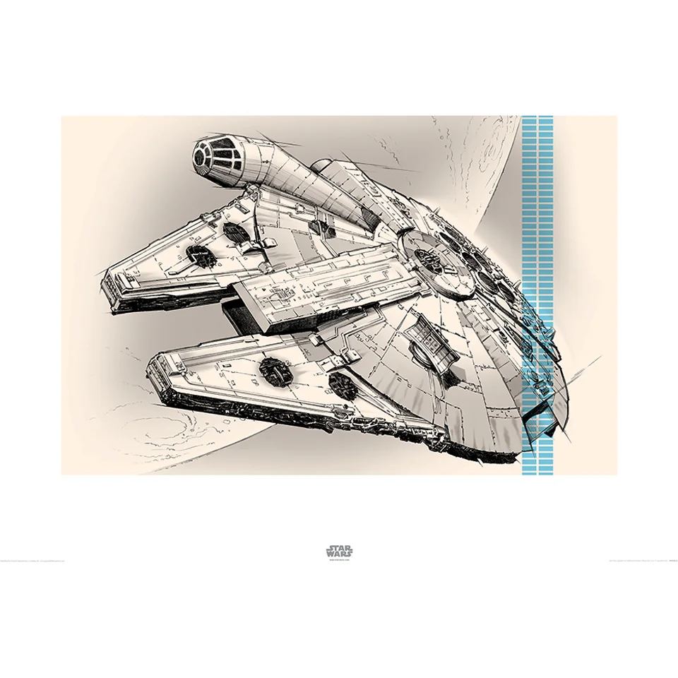 Star Wars: Episode VII - The Force Awakens Millennium Falcon - 60 x 80cm Pencil Art Print Bild 1