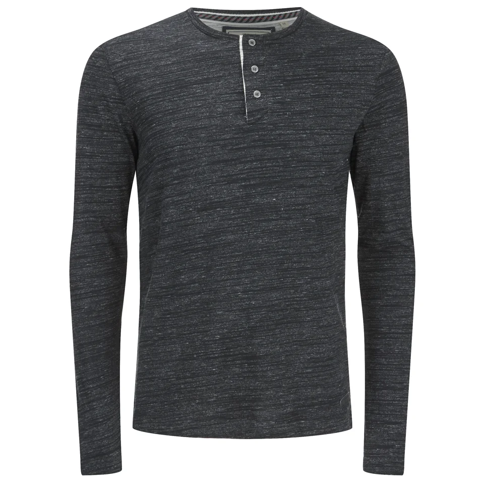 Brave Soul Men's Jeffrey Button Long Sleeved Top - Charcoal Marl - S - Grau Bild 1