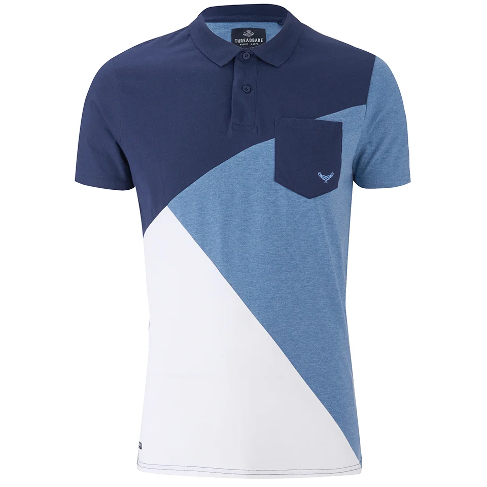 Threadbare Men's Hampton Cut and Sew Polo Shirt - Navy - S - Marineblau Bild 1