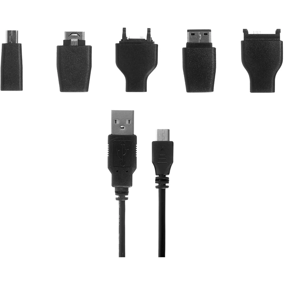 Kit Universal Charge & Data Transfer Cable with 5 Tips - Black Bild 1