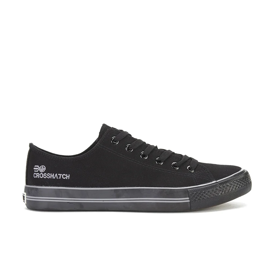 Crosshatch Men's Runway Canvas Trainers - Black/Black - UK 7 - Schwarz Bild 1