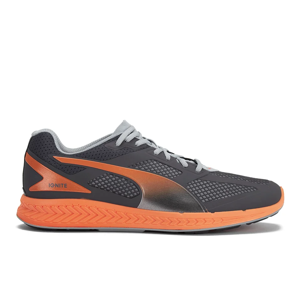 Puma Men's Ignite Mesh Running Trainers - Grey/Orange - UK 7 - Grau Bild 1