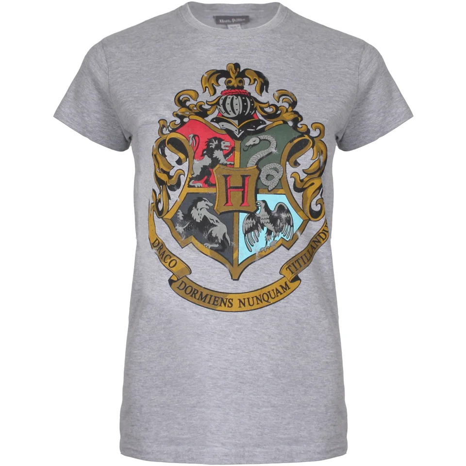 Harry Potter Hogwarts Logo Damen T-Shirt - Grau - S - Grau Bild 1
