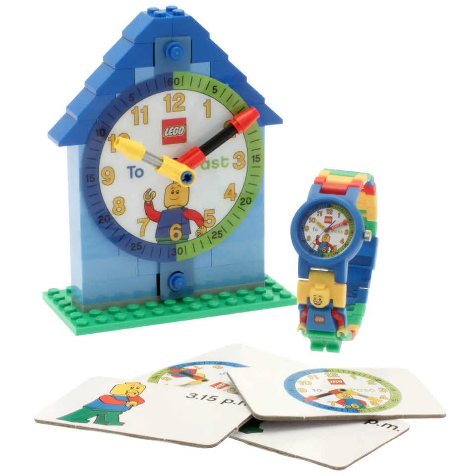 LEGO Time Teacher Blue Mini Figure Link Watch And Buildable clock Bild 1