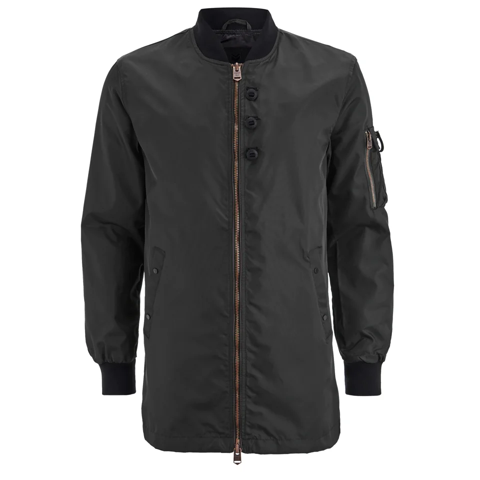 4Bidden Men's Impact Longline Bomber Jacket - Black - S - Schwarz Bild 1