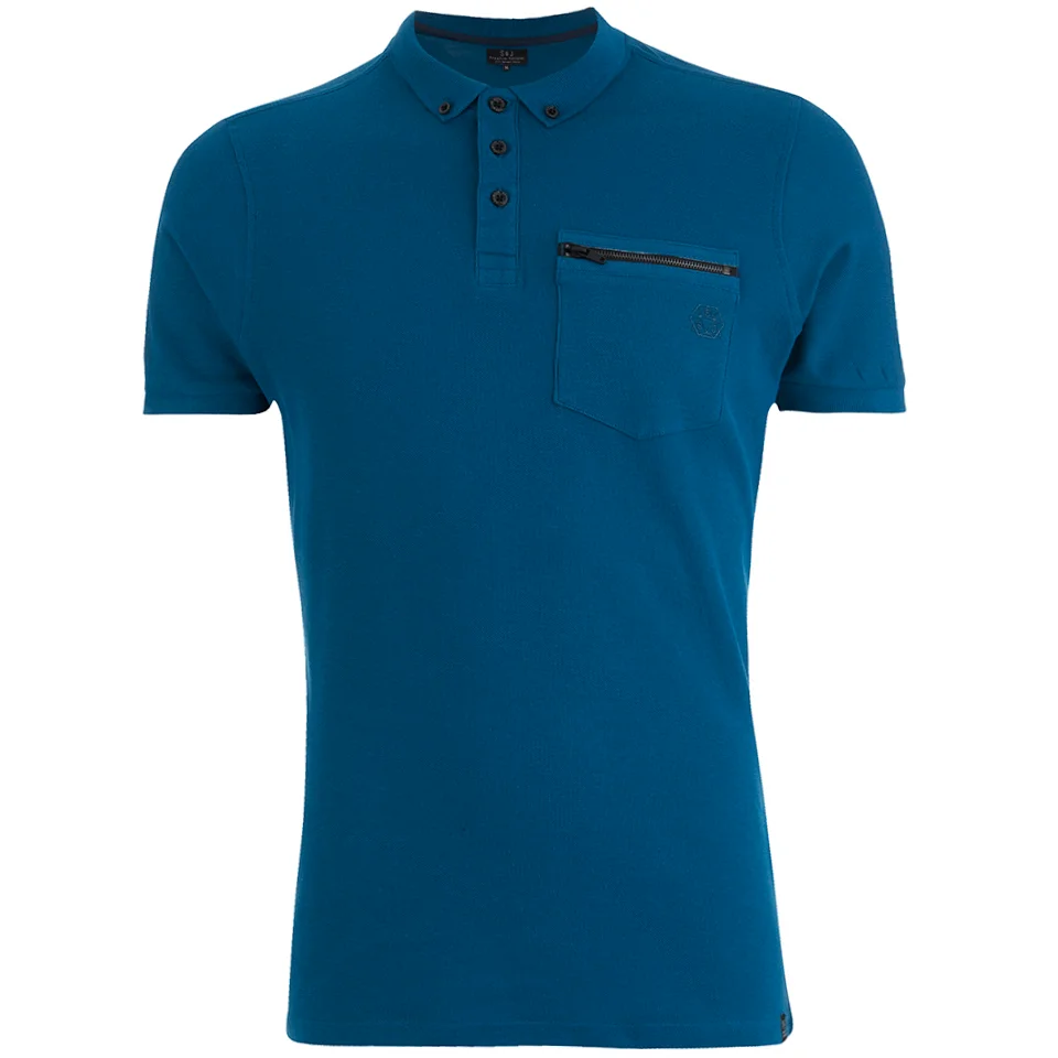 Smith & Jones Men's Mascaron Zip Pocket Polo Shirt - Lyon Blue - S - Blau Bild 1