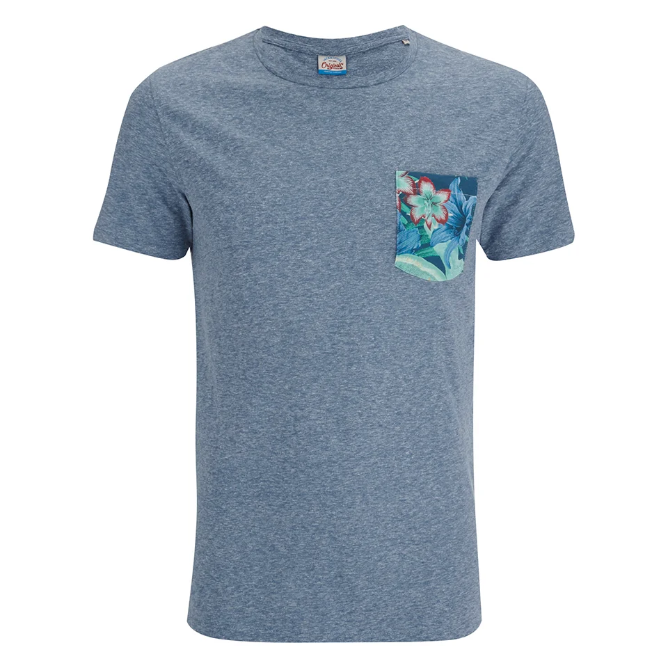Jack & Jones Herren Originals Bobby Pocket Print T-Shirt - Blau - S - Blau Bild 1