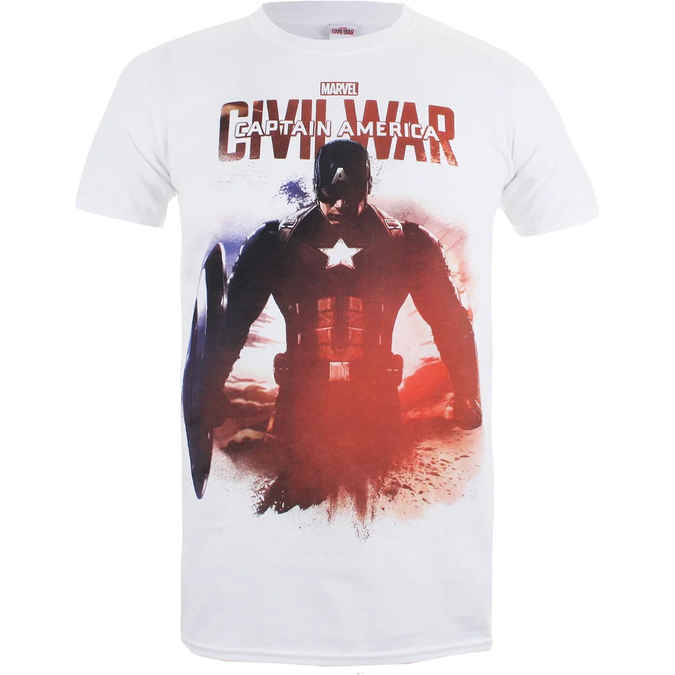Marvel Herren Captain America Civil War Stance T-Shirt - Weiss - S - Weiß Bild 1