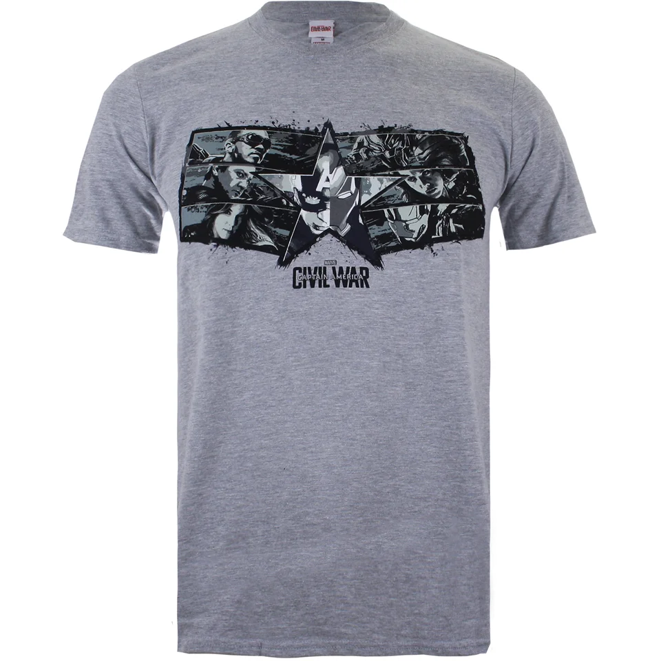 Marvel Herren Captain America Civil War Sternen & Streifen T-Shirt - Grau - S - Grau Bild 1