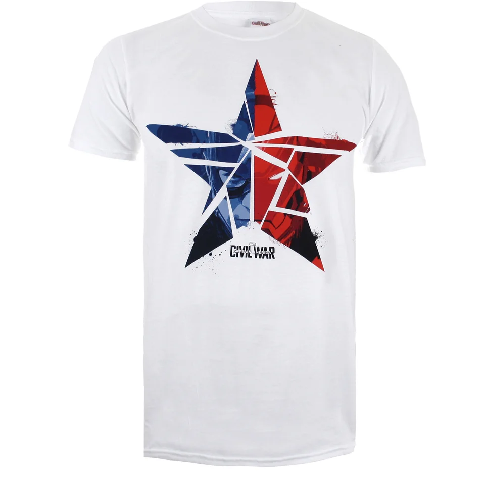 Marvel Herren Captain America Civil War zerbrochenen Stern T-Shirt - Weiss - S - Weiß Bild 1