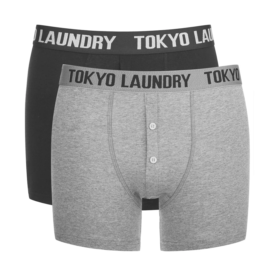 Tokyo Laundry Men's 2-Pack Port Douglas Boxers - Black/Mid Grey Marl - S - Schwarz/Grau Bild 1