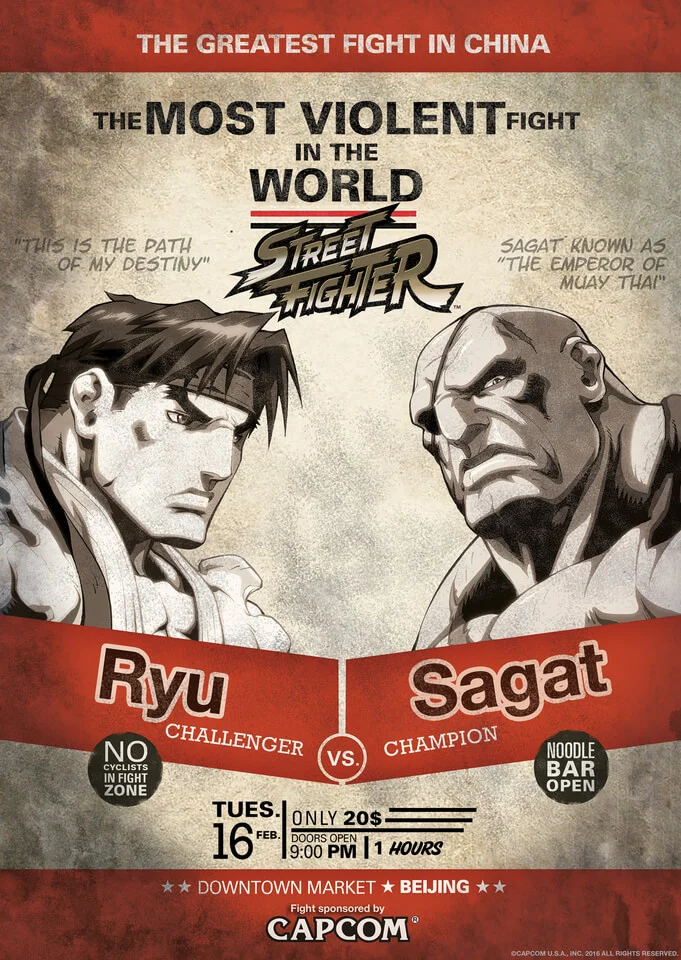 Street Fighter Ryu V Sagat Art Print - 16.5 x 11.7 Bild 1