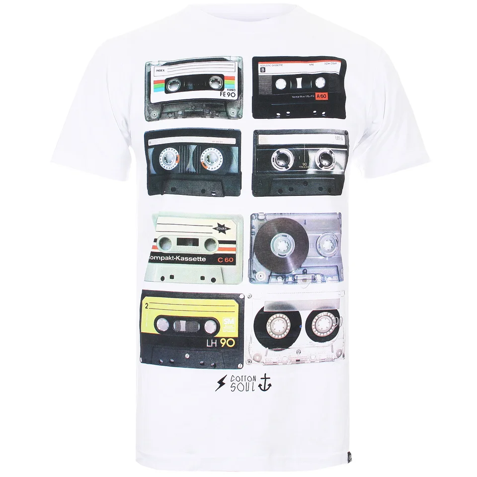 Cotton Soul Men's Retro Tapes T-Shirt - White - S - Weiß Bild 1