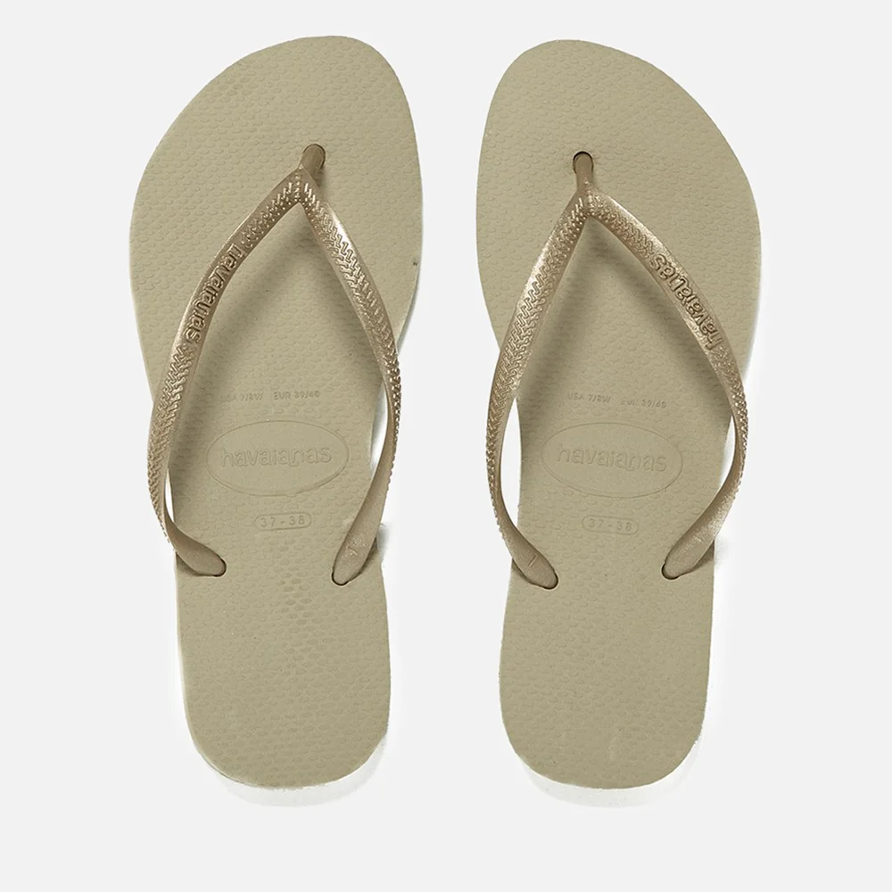 Havaianass Girls' Slim Flip Flops - Sand Grey/Light Golden - UK 1-2 Kids Bild 1