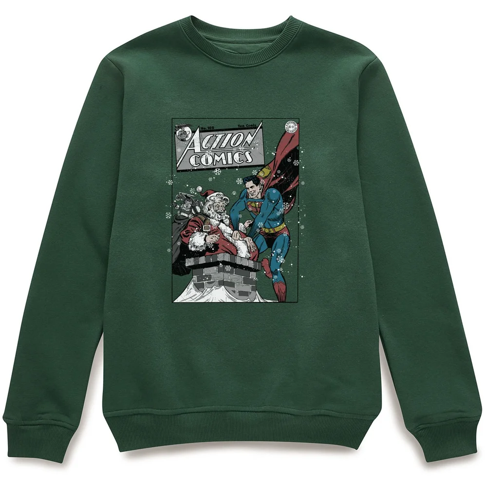 DC Comics Originals Superman Action Comics Weihnachtspullover - Grün - S Bild 1
