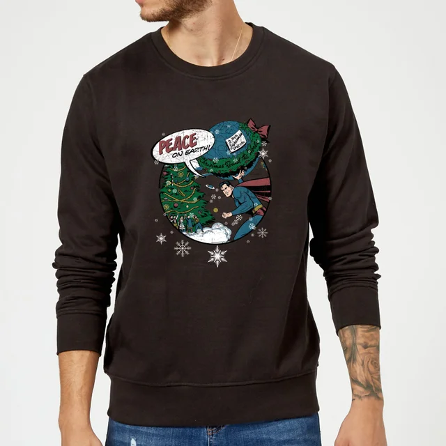 DC Comics Originals Superman Peace On Earth Weihnachtspullover – Schwarz