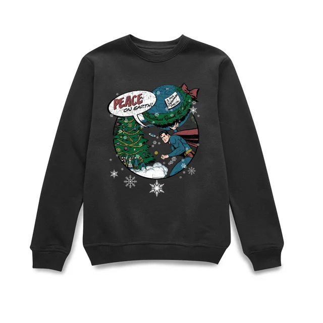 DC Comics Originals Superman Peace On Earth Weihnachtspullover – Schwarz