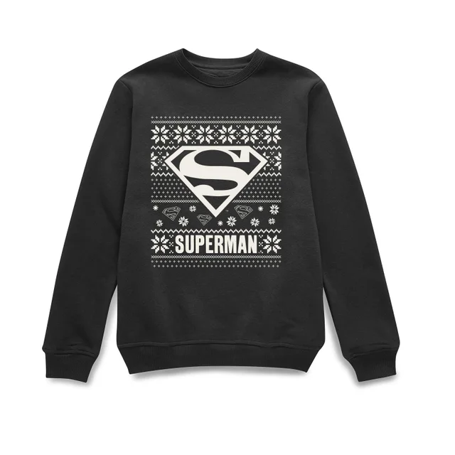 DC Comics Superman Christmas Knit Logo Weihnachtspullover – Schwarz