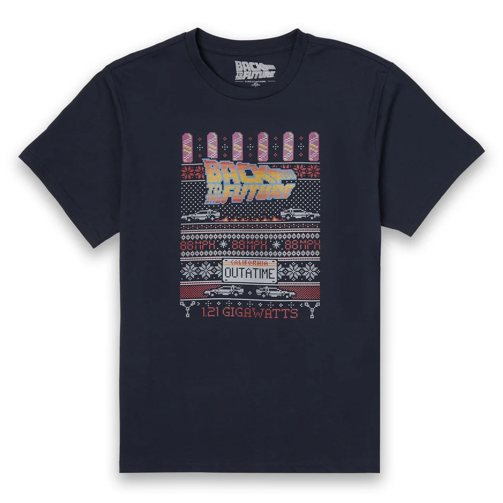 Back To The Future OUTATIME Männer Weihnachts T-Shirt - Navy - S Bild 1