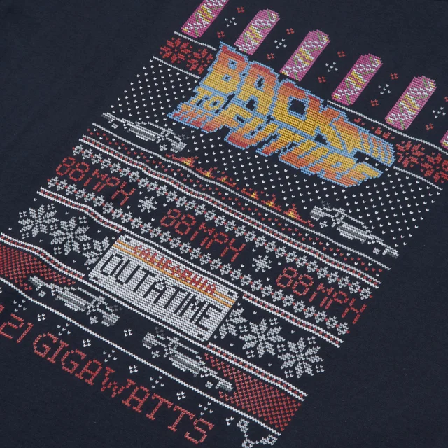 Back To The Future OUTATIME Männer Weihnachts T-Shirt - Navy