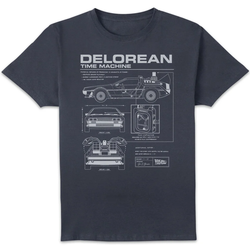 Zurück In Die Zukunft Delorean Schematic T-Shirt - Blau - S Bild 1