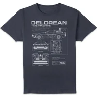 Zurück In Die Zukunft Delorean Schematic T-Shirt - Blau
