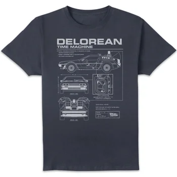 Zurück In Die Zukunft Delorean Schematic T-Shirt - Blau