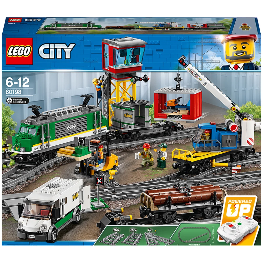 LEGO 60198 City Güterzug, Set mit batteriebetriebenem Motor, Bluetooth-Fernbedienung, 3 Wagen, Gleise und Zubehör Bild 1
