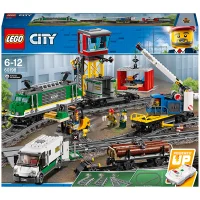 LEGO 60198 City Güterzug, Set mit batteriebetriebenem Motor, Bluetooth-Fernbedienung, 3 Wagen, Gleise und Zubehör