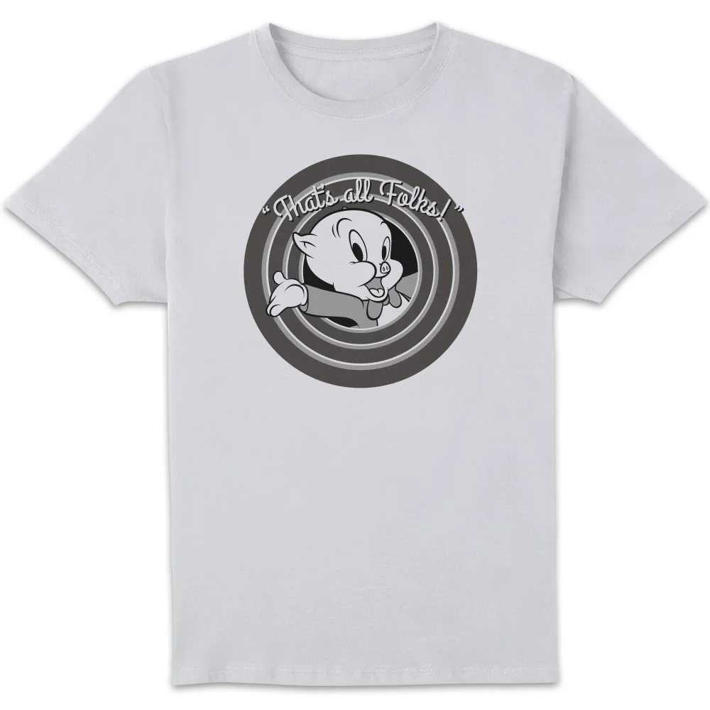 Looney Tunes That's All Folks Schweinchen Dick Herren T-Shirt - Weiß - S Bild 1