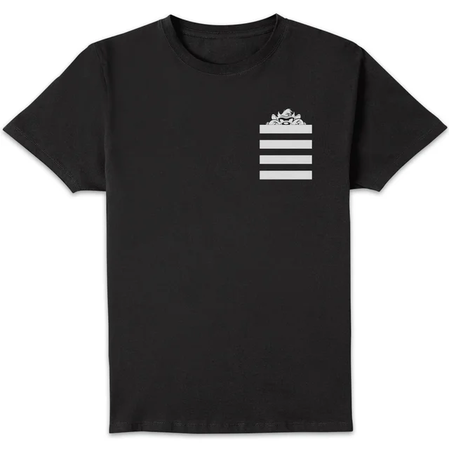 Looney Tunes Taz Stripes Pocket Print Herren T-Shirt - Schwarz