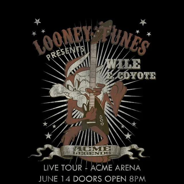 Looney Tunes Wile E Coyote Guitar Arena Tour Herren T-Shirt - Schwarz