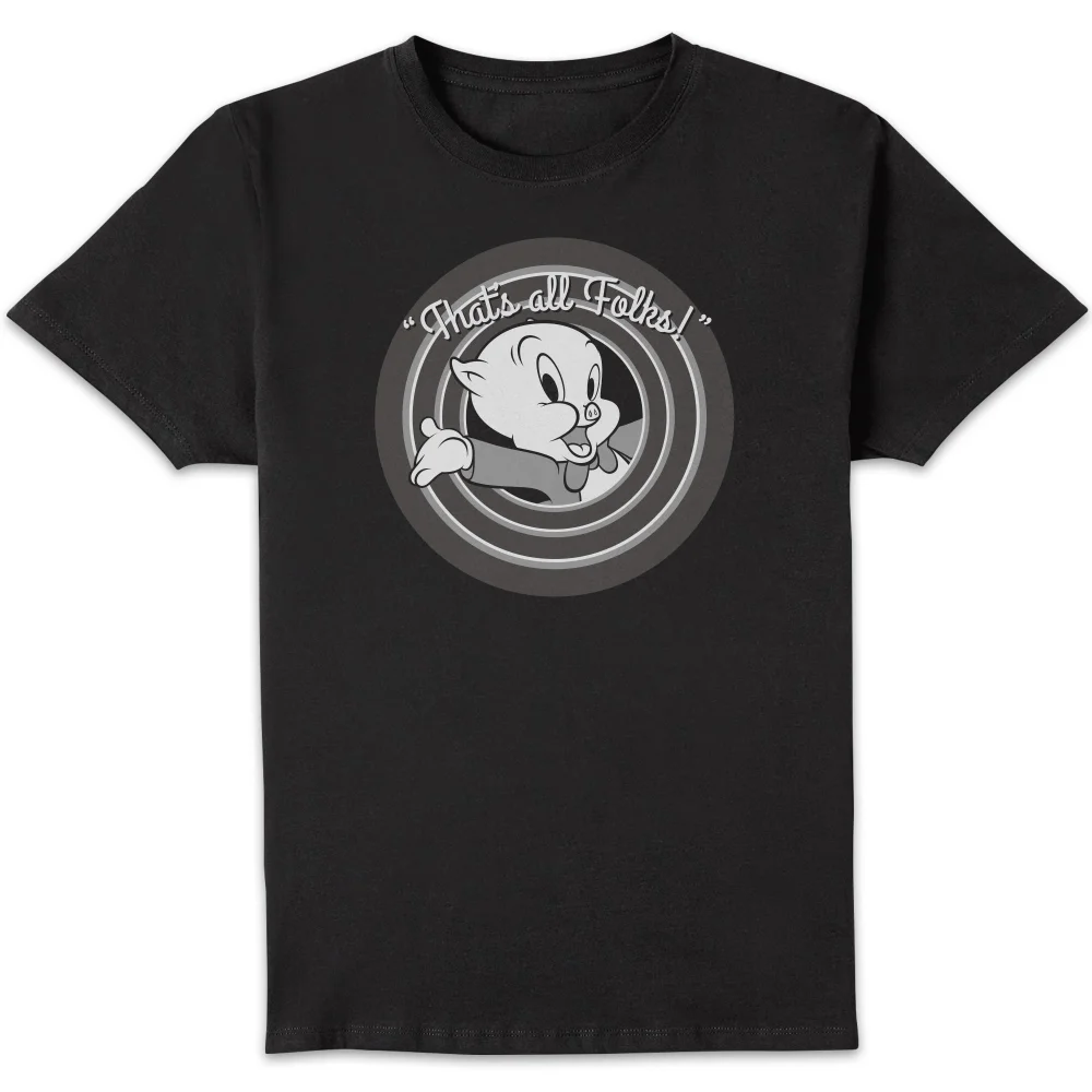 Looney Tunes That's All Folks Schweinchen Dick Herren T-Shirt - Schwarz - S Bild 1
