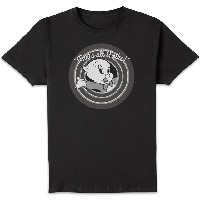 Looney Tunes That's All Folks Schweinchen Dick Herren T-Shirt - Schwarz