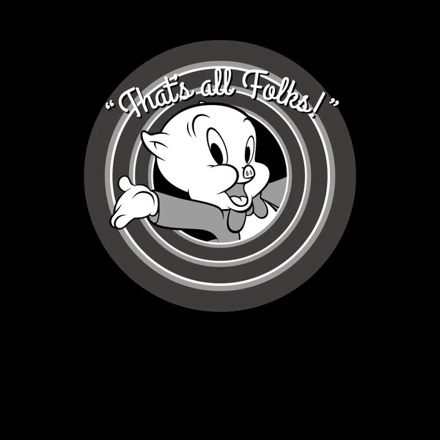 Looney Tunes That's All Folks Schweinchen Dick Herren T-Shirt - Schwarz