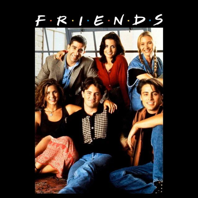 Friends Vintage Character Shot Herren T-Shirt - Schwarz