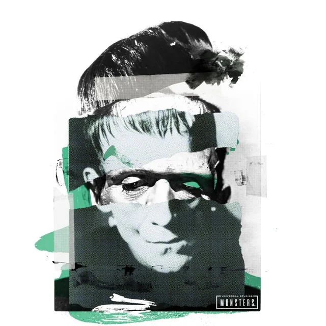 Universal Monsters Frankenstein Collage Herren T-Shirt - Weiß