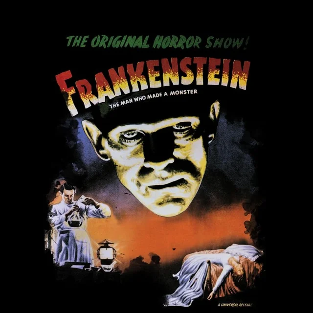 Universal Monsters Frankenstein Vintage Poster Herren T-Shirt - Schwarz