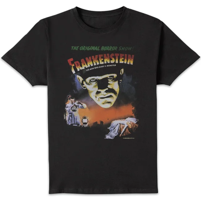 Universal Monsters Frankenstein Vintage Poster Herren T-Shirt - Schwarz