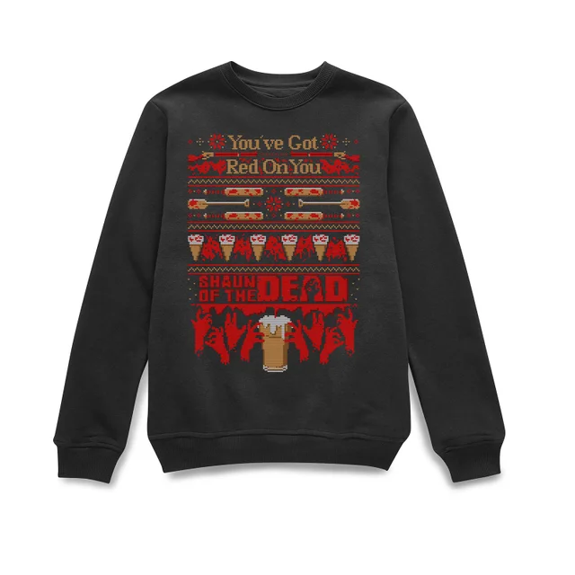 Shaun Of The Dead You've Got Red On You Weihnachtspullover – Schwarz