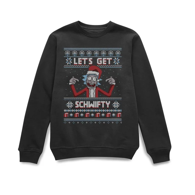 Rick and Morty Lets Get Schwifty Weihnachtspullover – Schwarz