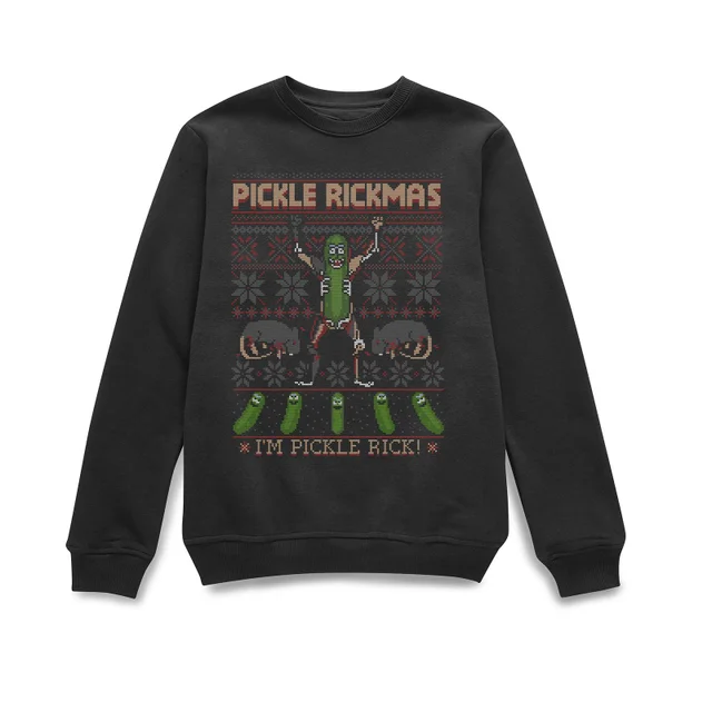 Rick and Morty Pickle Rick Weihnachtspullover – Schwarz