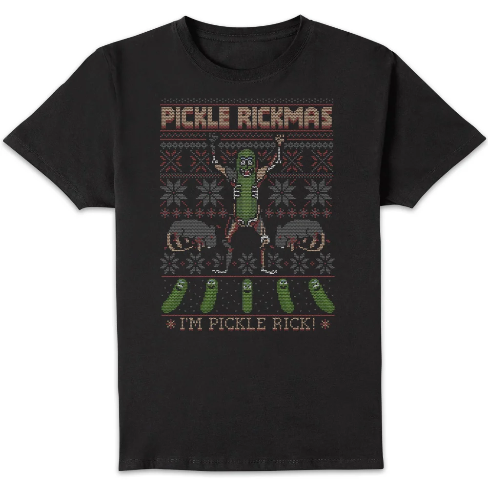 Rick and Morty Pickle Rick Men's Christmas T-Shirt - Black - S Bild 1