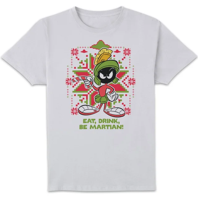 Looney Tunes Eat Drink Be Martian Herren Christmas T-Shirt - Weiß