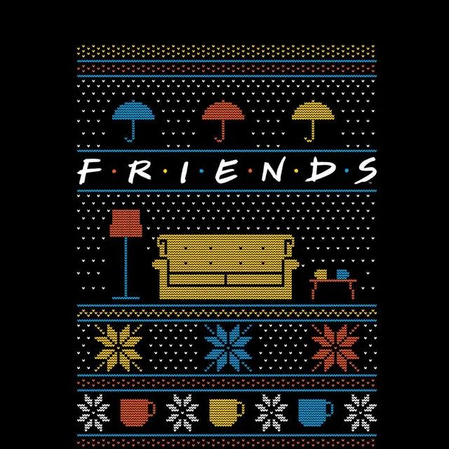 Friends Sofa Knit Herren Christmas T-Shirt - Schwarz