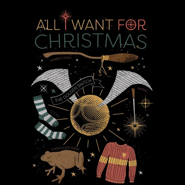 Harry Potter All I Want Herren Christmas T-Shirt - Schwarz