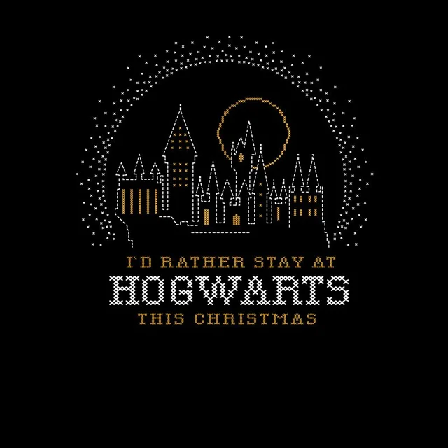 Harry Potter I'd Rather Stay At Hogwarts Herren Christmas T-Shirt - Schwarz